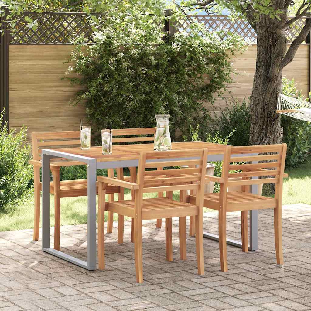 Garden Table Grey 140 x 80 x 75 cm Solid Acacia Wood