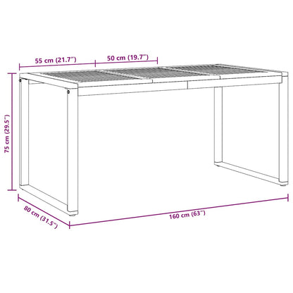 Garden Table Grey 160 x 80 x 75 cm Solid Acacia Wood