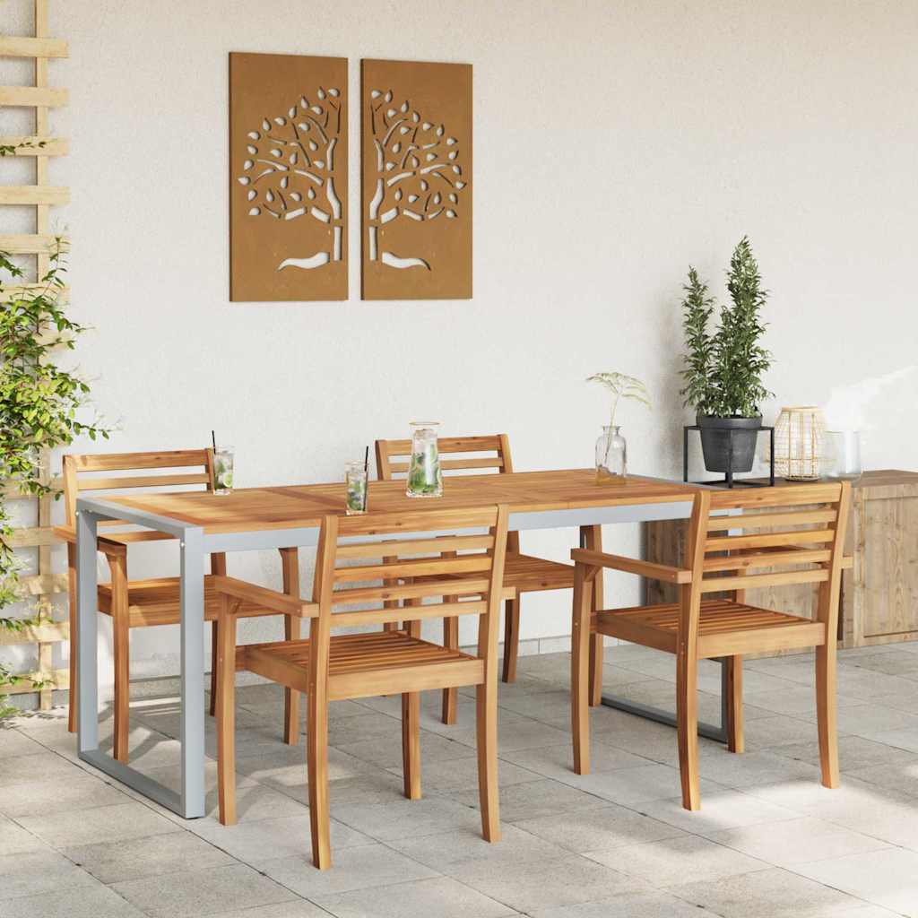 Garden Table Grey 180 x 90 x 75 cm Solid Acacia Wood