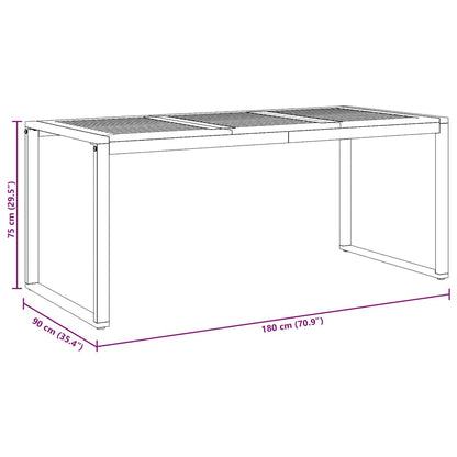 Garden Table Grey 180 x 90 x 75 cm Solid Acacia Wood
