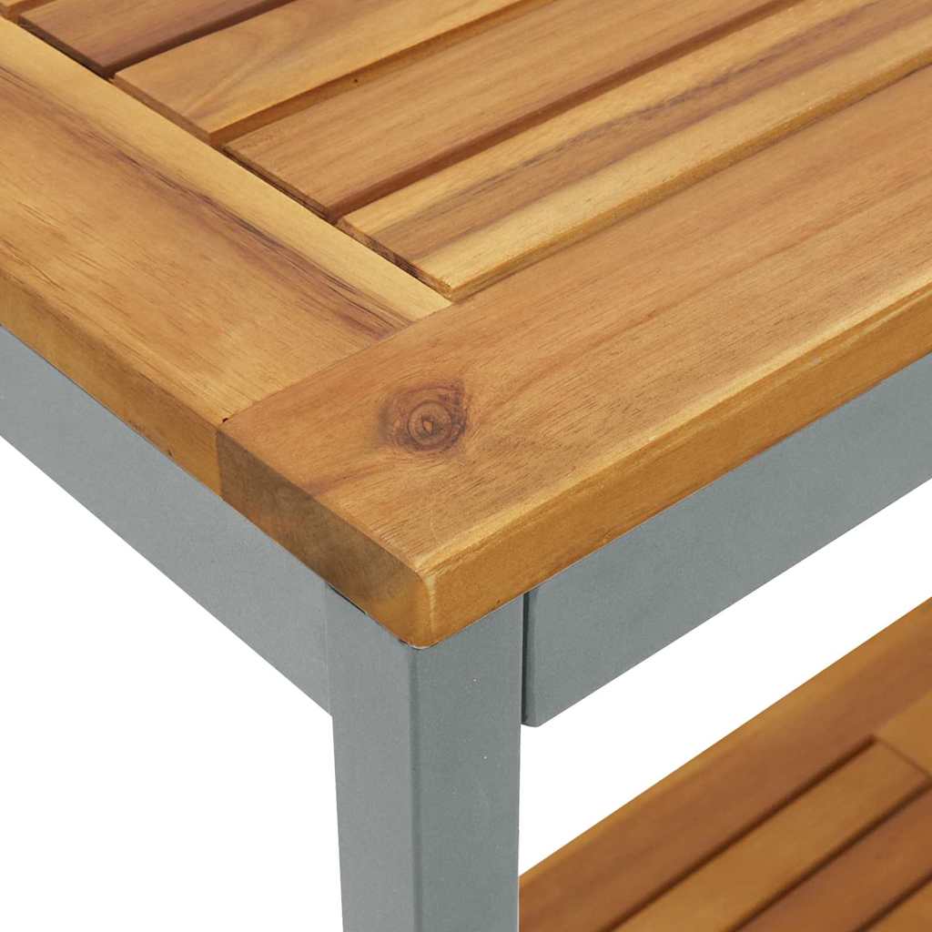 Outdoor Table with Storage Natural and Grey 80 x 35 x 75 cm