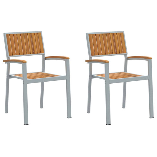 Stacking Chair 2 pcs Brown Solid Acacia Wood Stackable