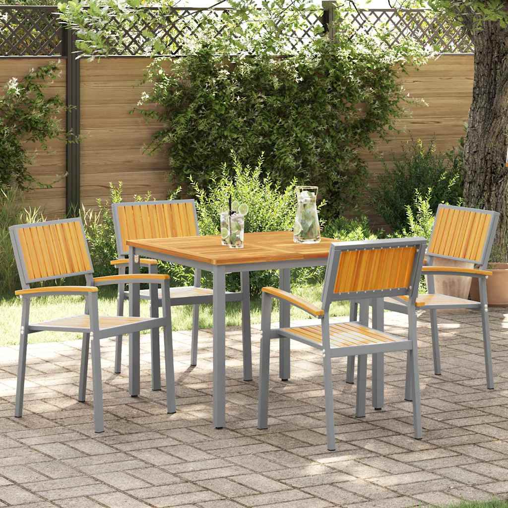Stacking Chair 4 pcs Brown 56 x 57 x 87 cm Solid Acacia Wood