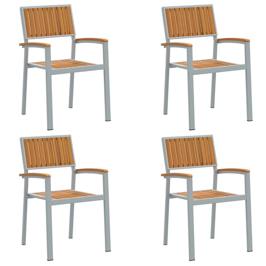 Stacking Chair 4 pcs Brown Solid Acacia Wood Stackable