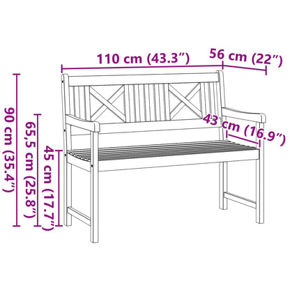 Outdoor Bench Natural 110 x 56 x 90 cm Solid Acacia Wood