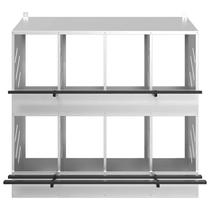 Chicken Nesting Box with 8 Compartments Galvanized Silver Metal