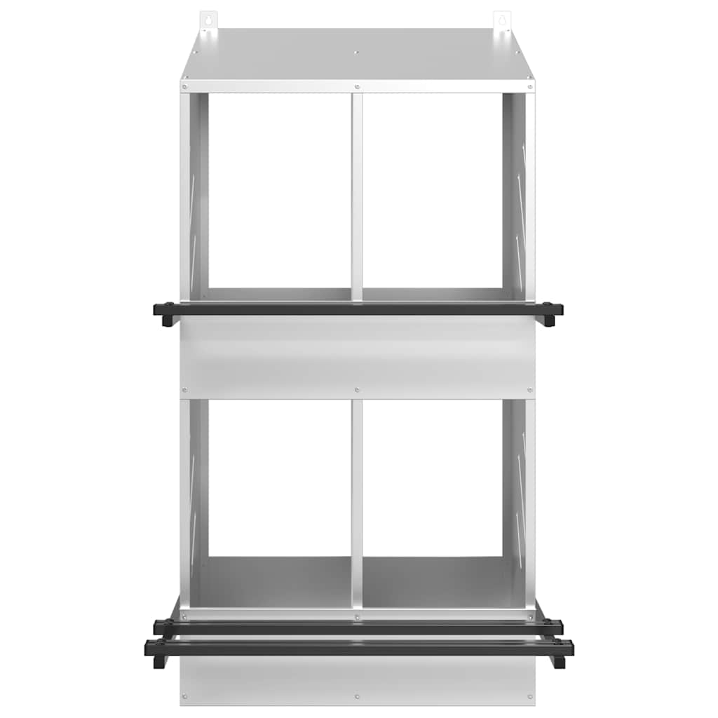 Chicken Nesting Box with 4 Compartments Galvanized Silver Metal