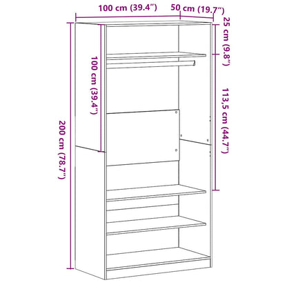 Wardrobe with Shelf Black oak 100 x 50 x 200 cm Engineered wood