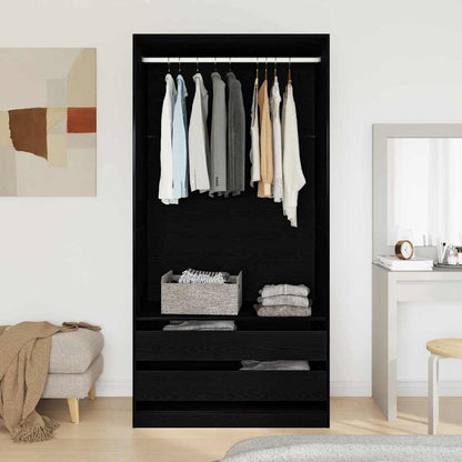 Wardrobe with Shelf Black oak 100 x 50 x 200 cm Engineered wood