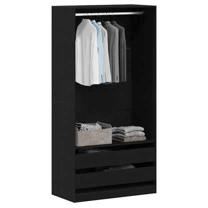 Wardrobe with Shelf Black oak 100 x 50 x 200 cm Engineered wood