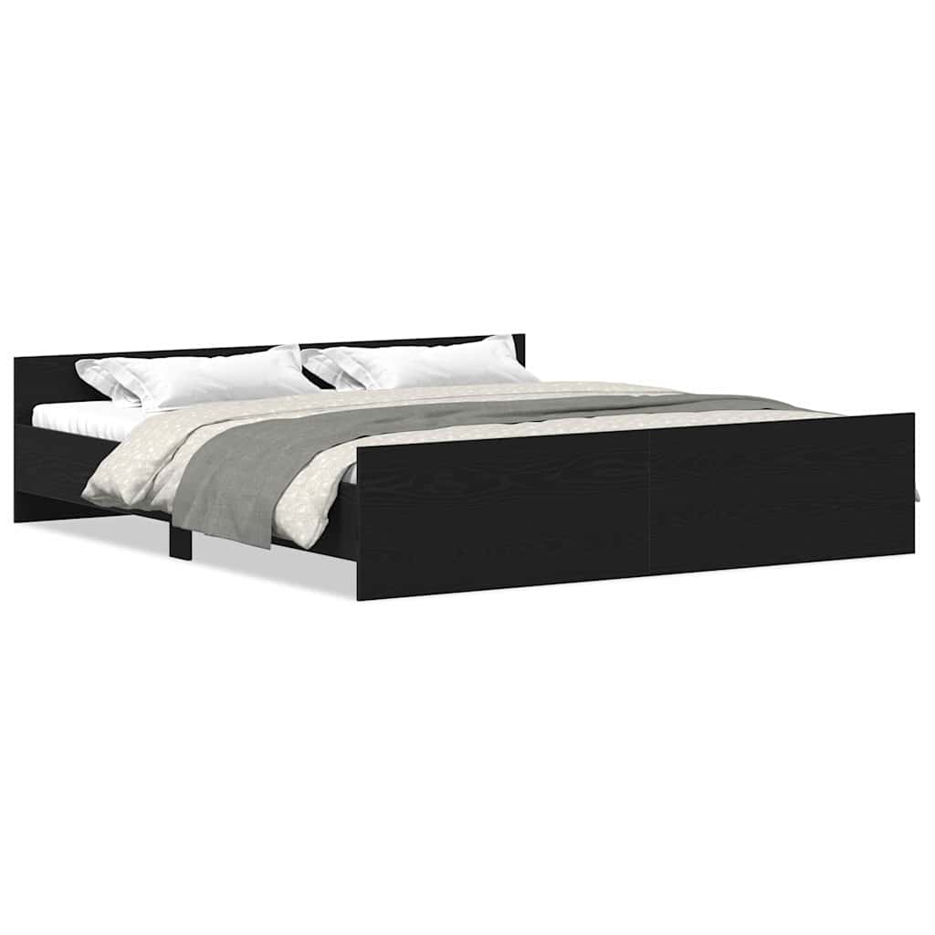Bed Frame without Mattress Black Oak 200x200 cm Engineered Wood