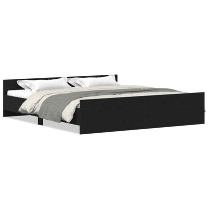 Bed Frame without Mattress Black Oak 200x200 cm Engineered Wood