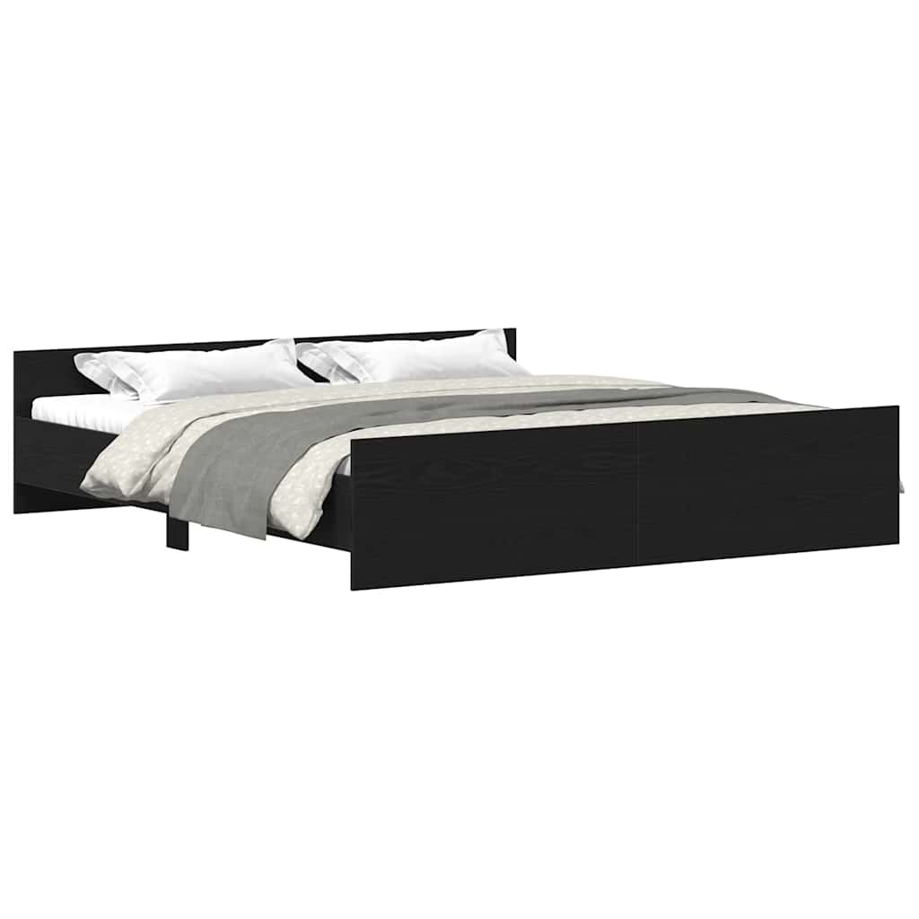 Bed Frame without Mattress Black Oak 200x200 cm Engineered Wood