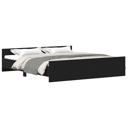 Bed Frame without Mattress Black Oak 200x200 cm Engineered Wood