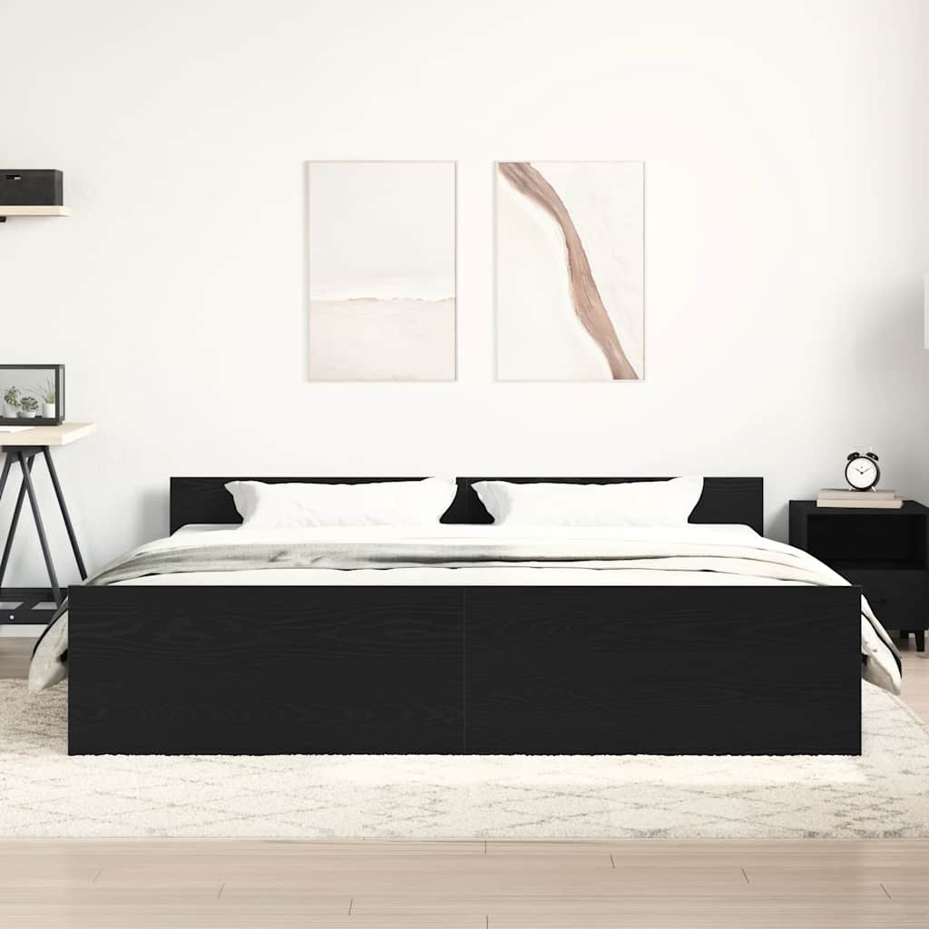 Bed Frame without Mattress Black Oak 200x200 cm Engineered Wood
