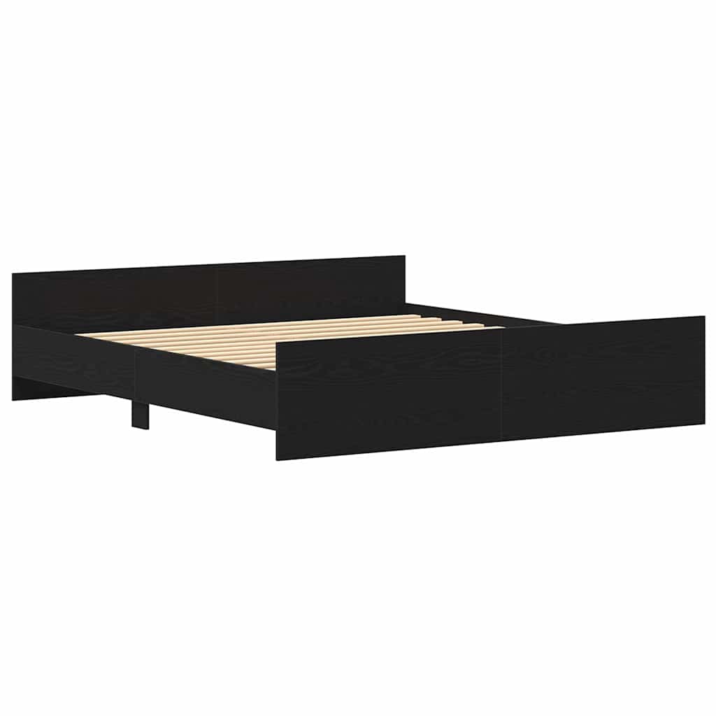 Bed Frame without Mattress Black Oak 200x200 cm Engineered Wood