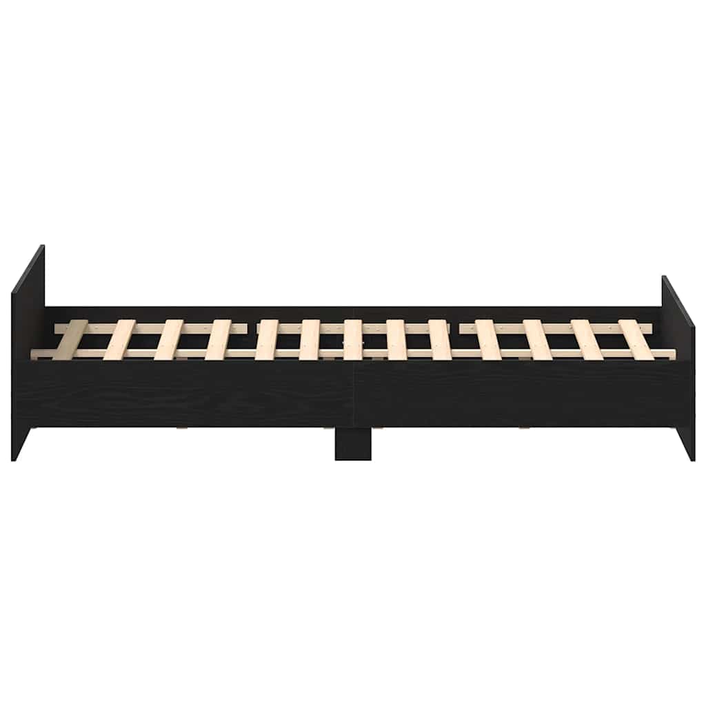 Bed Frame without Mattress Black Oak 200x200 cm Engineered Wood