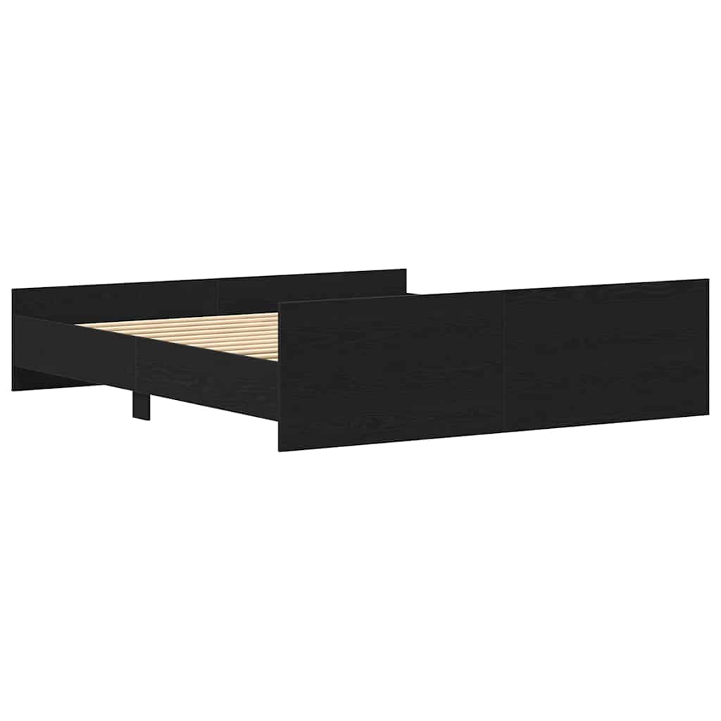 Bed Frame without Mattress Black Oak 200x200 cm Engineered Wood