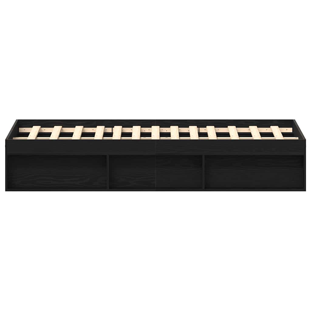 Bed Frame without Mattress Black Oak 150x200 cm Engineered Wood