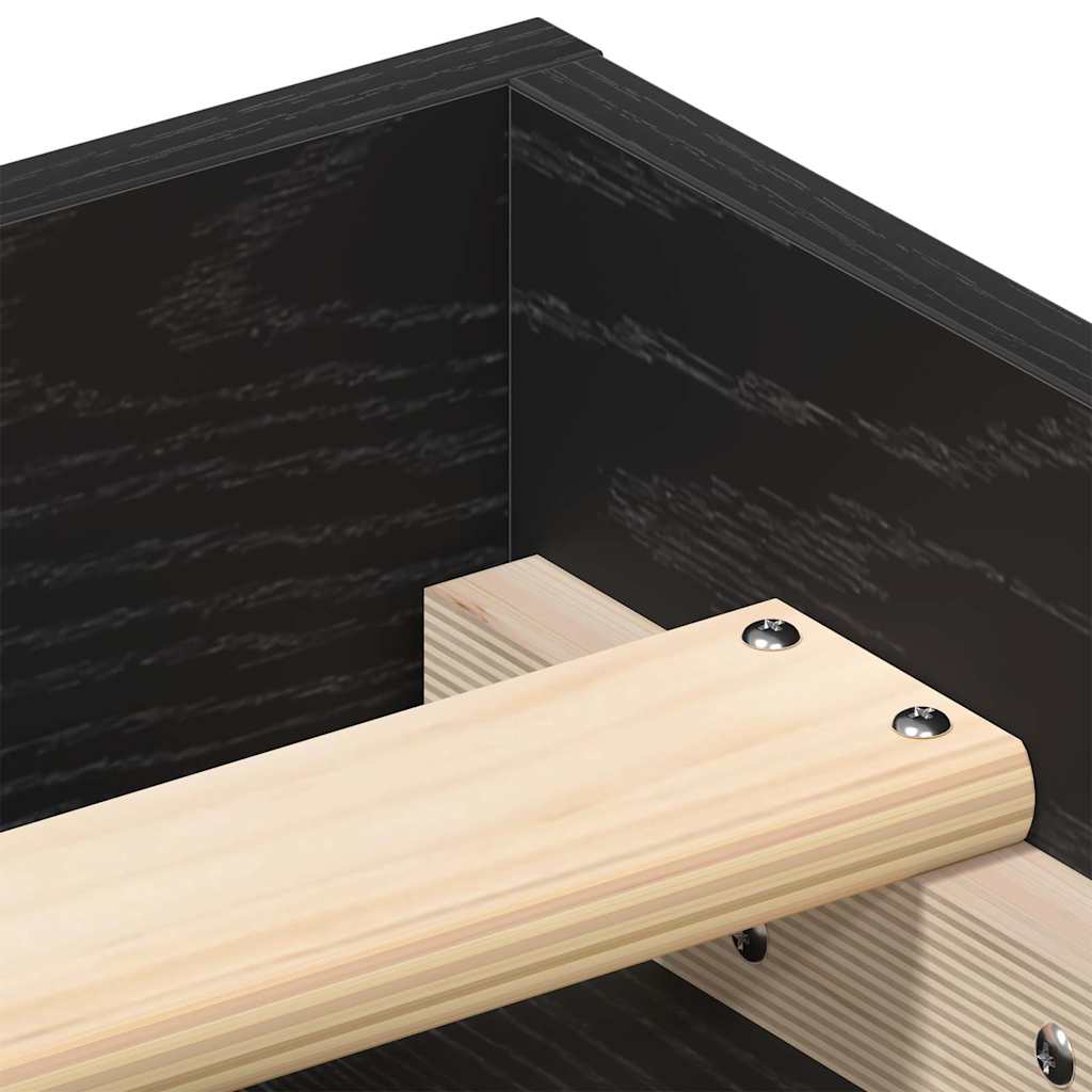 Bed Frame without Mattress Black Oak 150x200 cm Engineered Wood