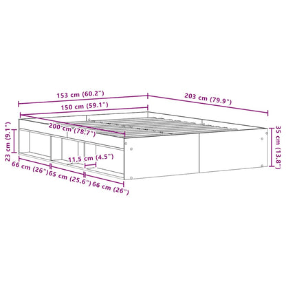 Bed Frame without Mattress Black Oak 150x200 cm Engineered Wood