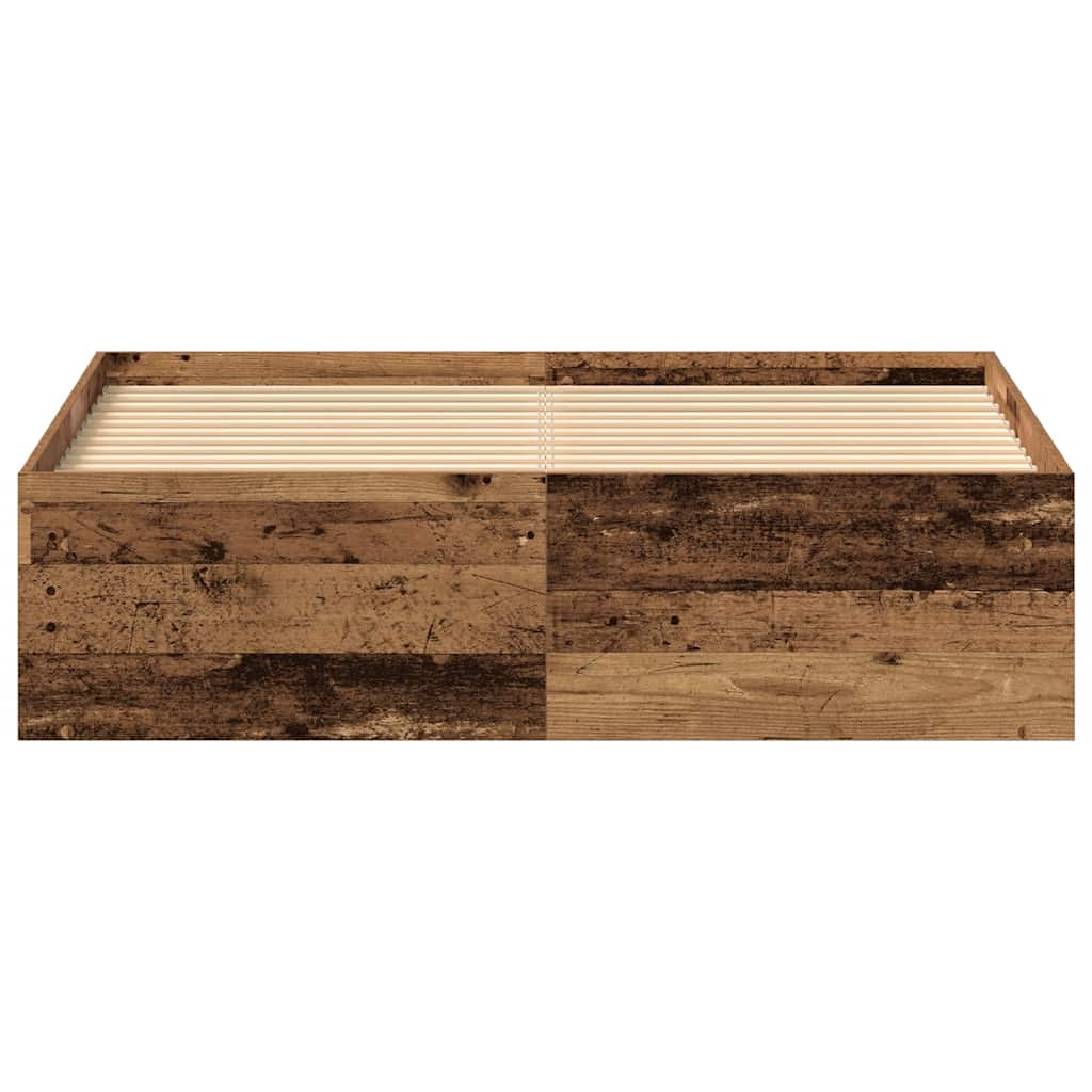 Bed Frame without Mattress Old Wood 135x190 cm Engineered Wood