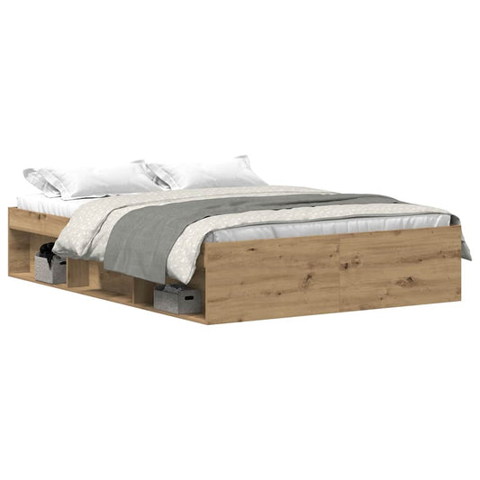 Bed Frame without Mattress Artisan Oak 135x190 cm Engineered Wood