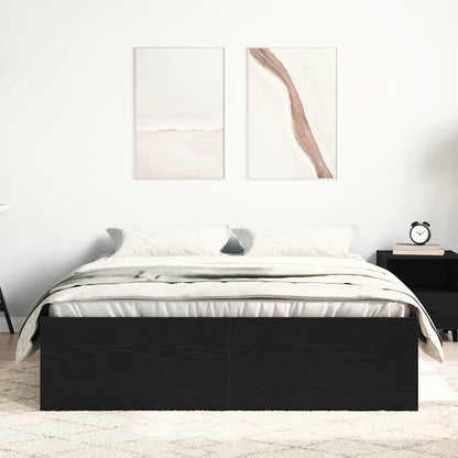 Bed Frame without Mattress Black Oak 135x190 cm Engineered Wood