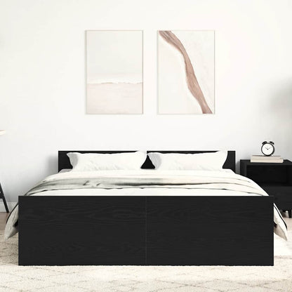 Bed Frame without Mattress Black Oak 140x200 cm Engineered Wood