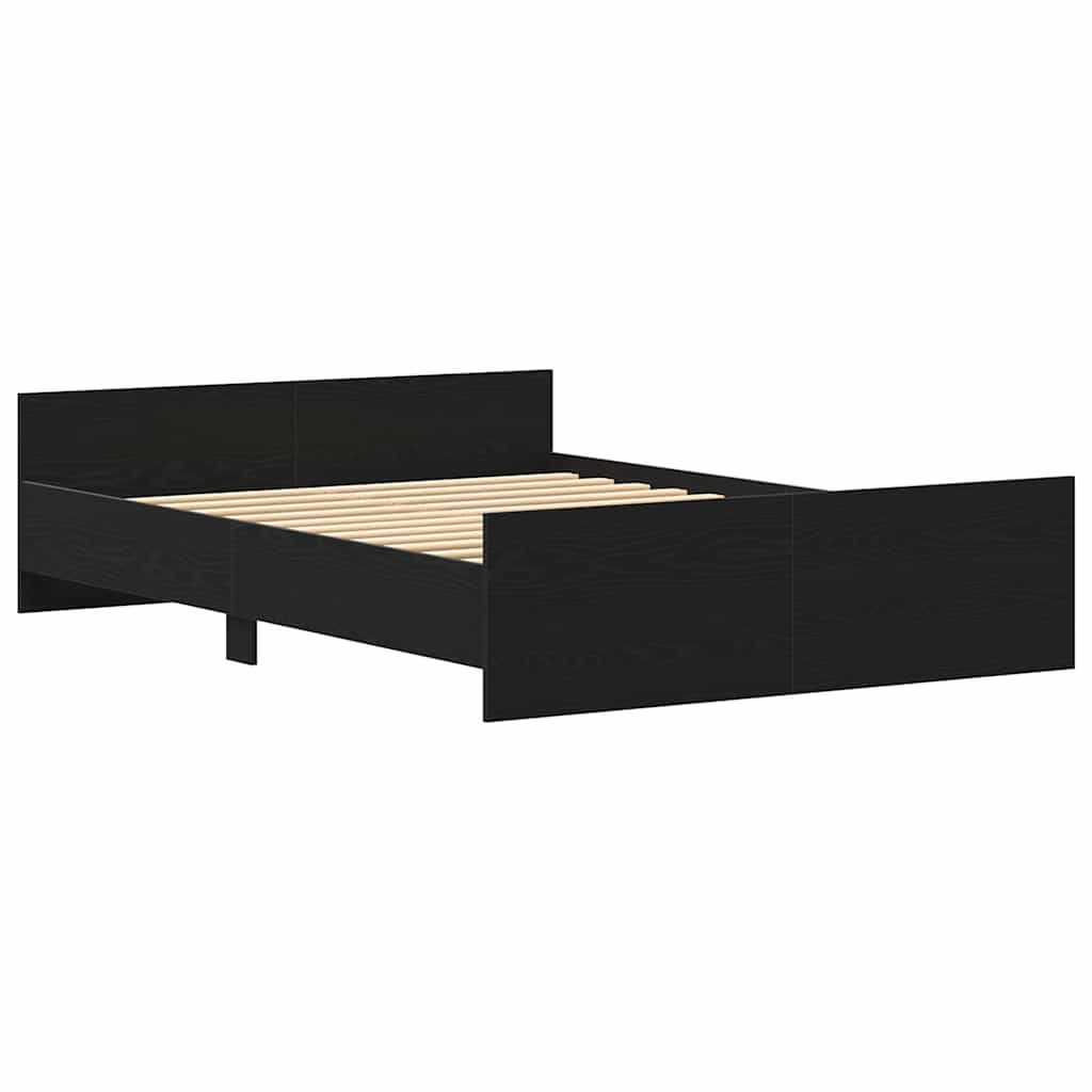 Bed Frame without Mattress Black Oak 140x200 cm Engineered Wood