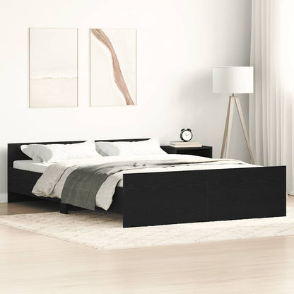 Bed Frame without Mattress Black Oak 140x200 cm Engineered Wood