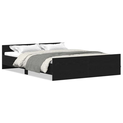 Bed Frame without Mattress Black Oak 150x200 cm Engineered Wood