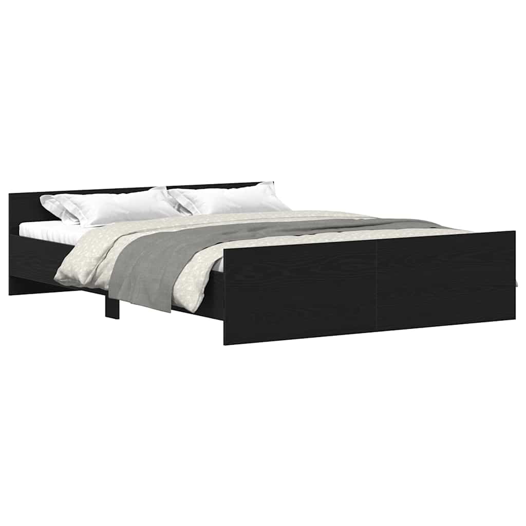 Bed Frame without Mattress Black Oak 150x200 cm Engineered Wood