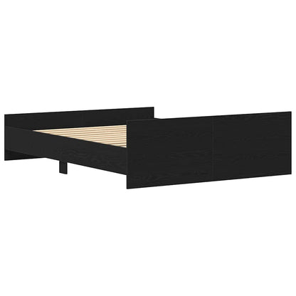 Bed Frame without Mattress Black Oak 150x200 cm Engineered Wood
