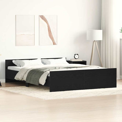Bed Frame without Mattress Black Oak 150x200 cm Engineered Wood