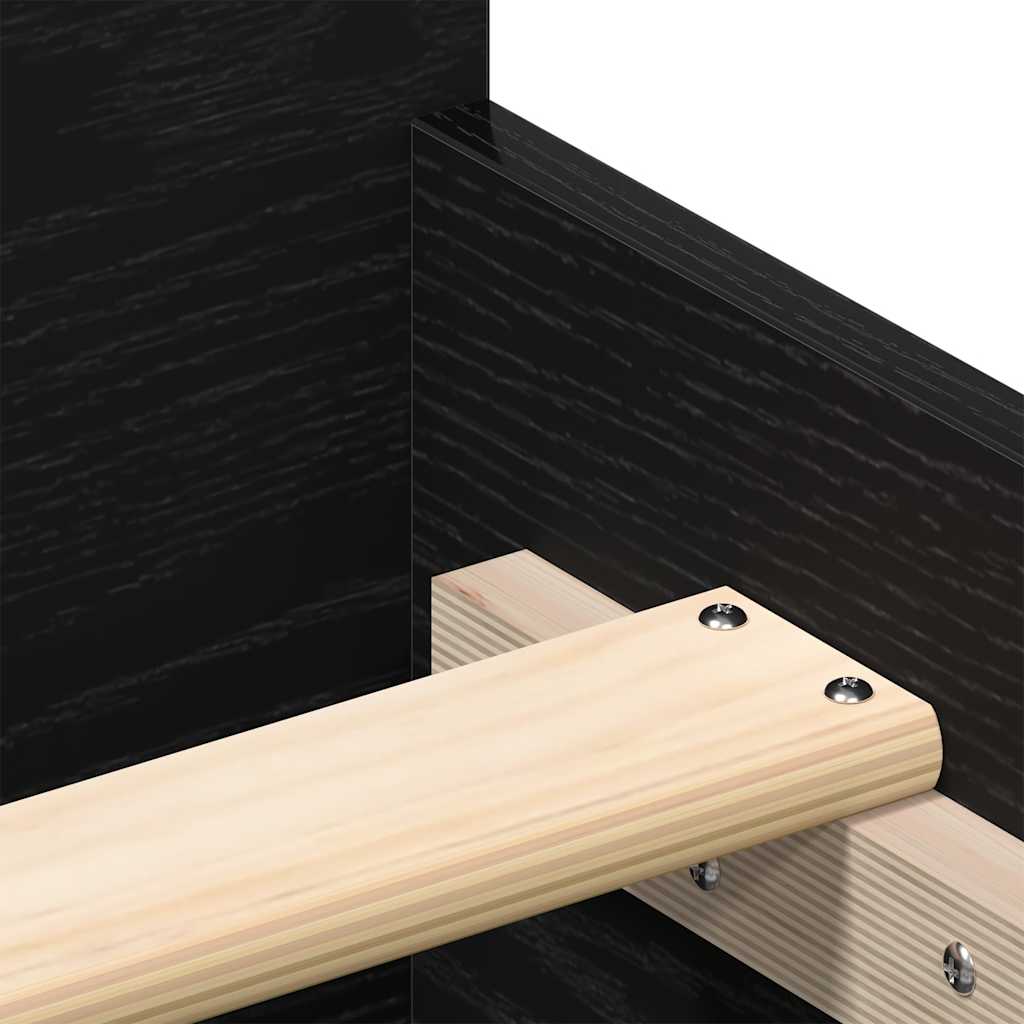 Bed Frame without Mattress Black Oak 160x200 cm Engineered Wood