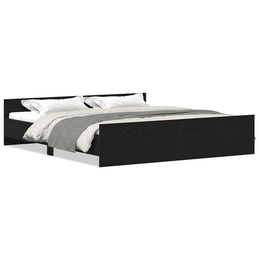 Bed Frame without Mattress Black Oak 180x200 cm Engineered Wood