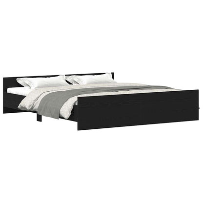 Bed Frame without Mattress Black Oak 180x200 cm Engineered Wood