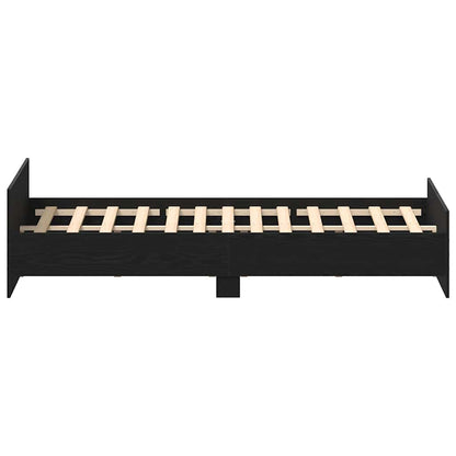 Bed Frame without Mattress Black Oak 180x200 cm Engineered Wood