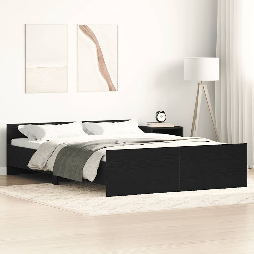 Bed Frame without Mattress Black Oak 120x190 cm Engineered Wood