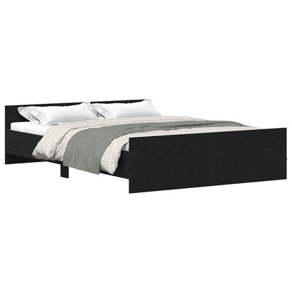 Bed Frame without Mattress Black Oak 140x190 cm Engineered Wood