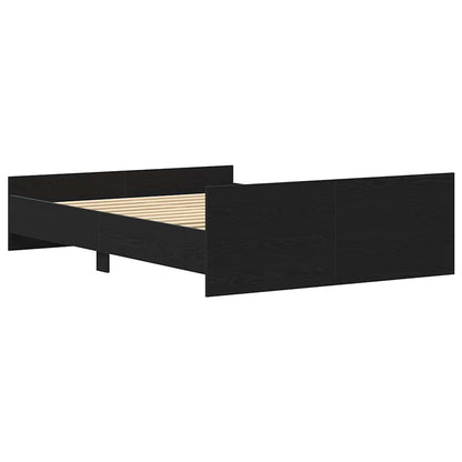 Bed Frame without Mattress Black Oak 140x190 cm Engineered Wood