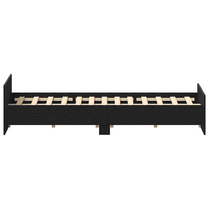 Bed Frame without Mattress Black Oak 135x190 cm Engineered Wood