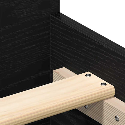 Bed Frame without Mattress Black Oak 135x190 cm Engineered Wood