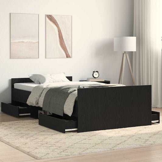 Bed Frame Black Oak 203 x 103 x 50 cm Engineered Wood
