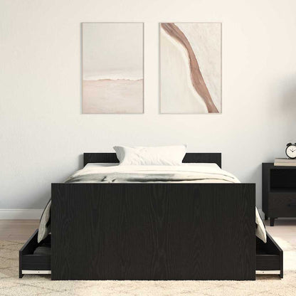 Bed Frame Black Oak 203 x 103 x 50 cm Engineered Wood