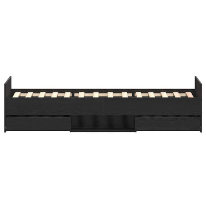 Bed Frame Black Oak 203 x 103 x 50 cm Engineered Wood