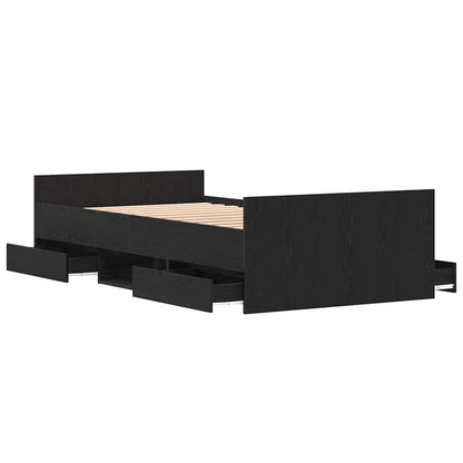 Bed Frame Black Oak 203 x 93 x 50 cm Engineered Wood