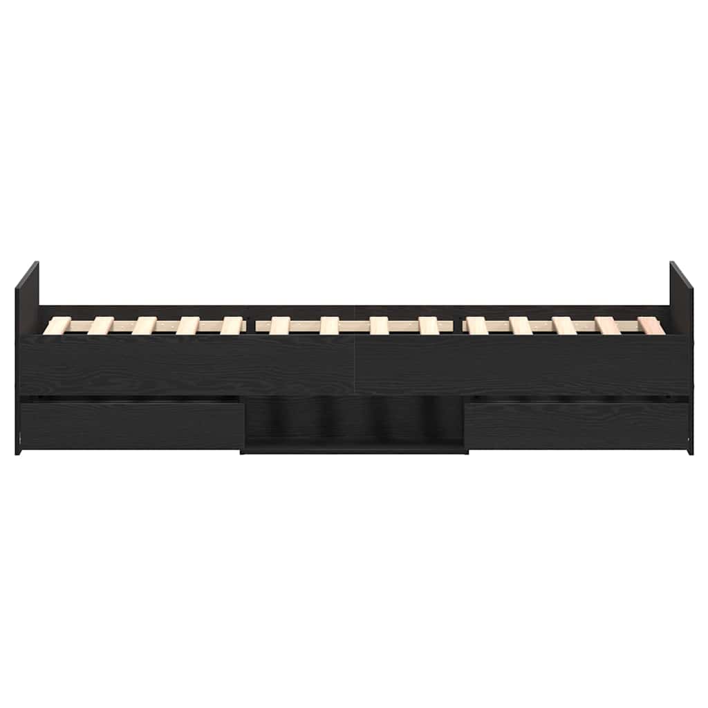 Bed Frame Black Oak 203 x 93 x 50 cm Engineered Wood