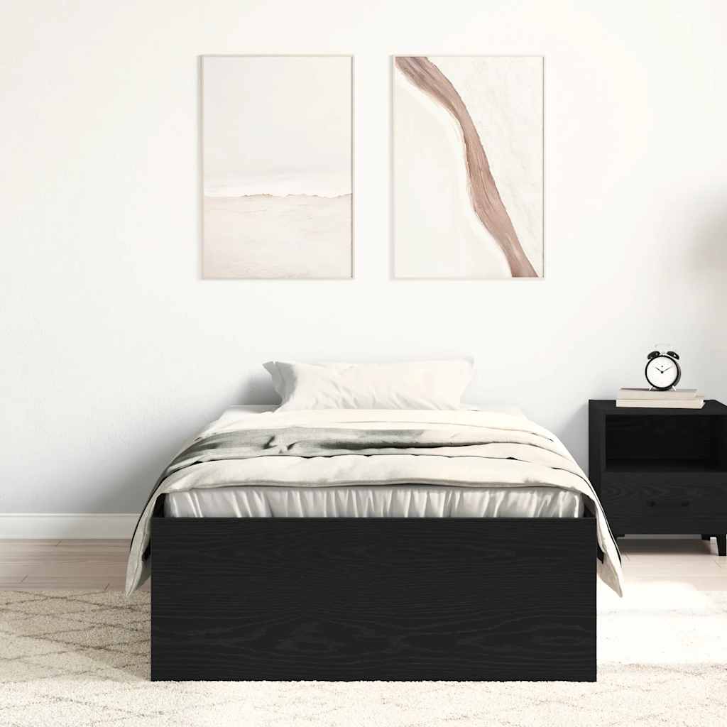 Bed Frame without Mattress Black Oak 100x200 cm Engineered Wood